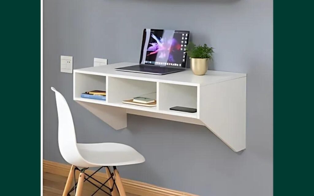 Wall-Mounted Desk with Hutch